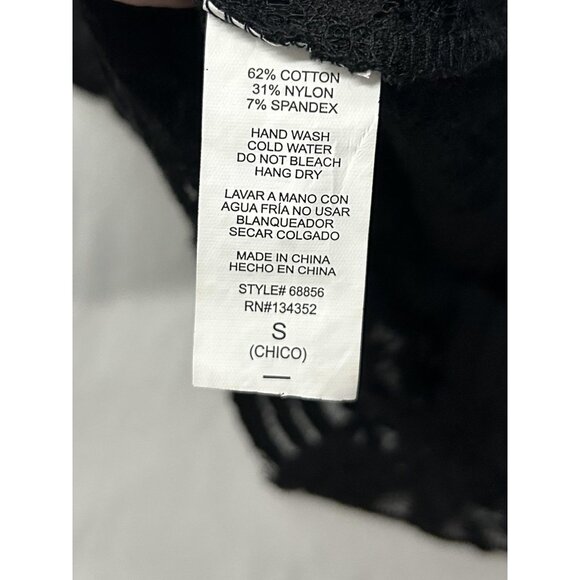 90's Ambiance Shirt Womens S Black Lace Sheer Cap Sleeve Scallop Hem Crop Top - Picture 7 of 14